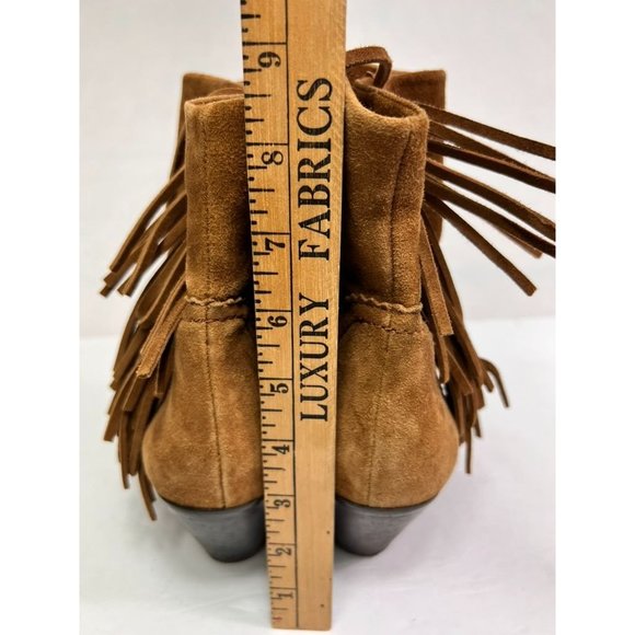 SAM EDELMAN 'Louie' Fringed Western Ankle Boots, Brown Suede 12M - Picture 4 of 12